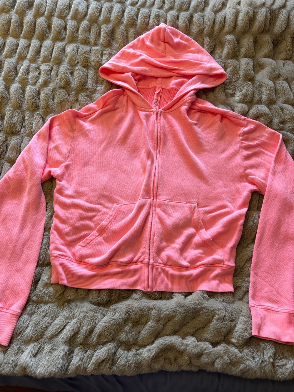 SKIMS Pink Zip-Up Hooded Sweatshirt